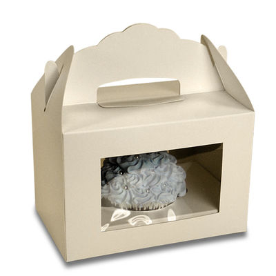 As caixas feitas sob encomenda afastadas do empacotamento de alimento do queque reciclável mancham UV
