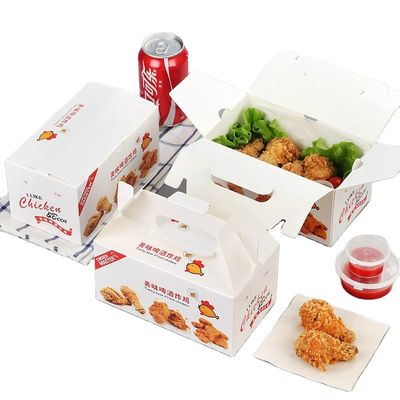 Caixas feitas sob encomenda descartáveis dobráveis Fried Chicken do empacotamento de alimento 400gsm