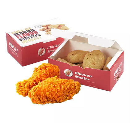 Caixas feitas sob encomenda descartáveis dobráveis Fried Chicken do empacotamento de alimento 400gsm