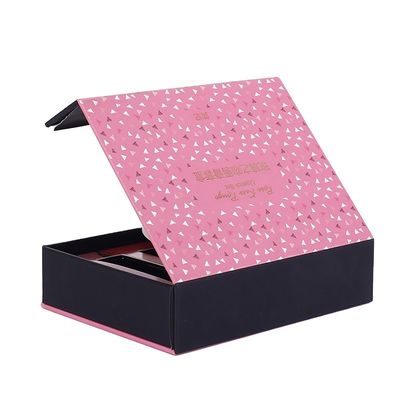 A embalagem cor-de-rosa personalizada do presente da folha de ouro de CMYK encaixota a tampa magnética