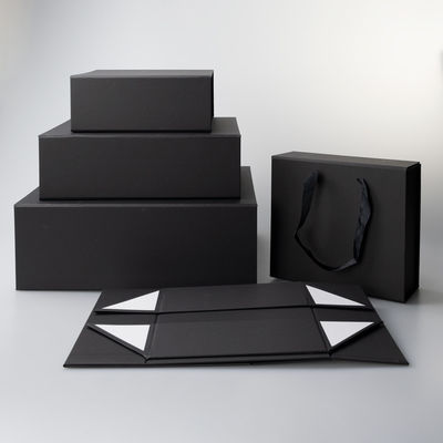 157gsm Art Paper Black Gift Box com empacotamento magnético rígido dobrável da tampa