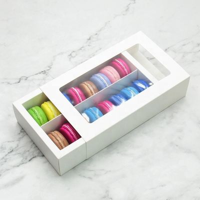 caixas feitas sob encomenda do empacotamento de alimento do oEM Macaron com janela clara