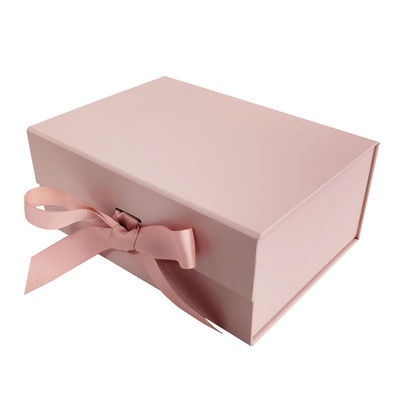 Caixa de empacotamento dobrável magnética cor-de-rosa de C1S C2S com fechamento da fita